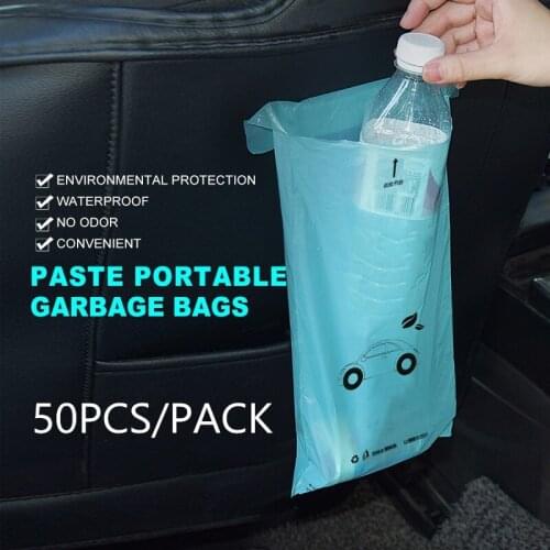 50pc Disposable Self-Adhesive Car Biodegradable Trash Rubbish Holder Garbage Storage Bag for Auto Vehicle Office Kitchen
