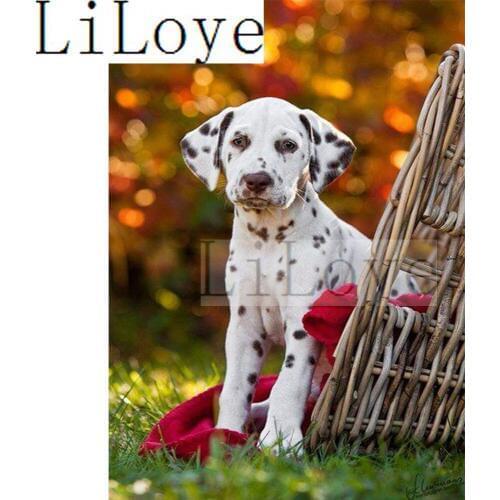 LI LOYE Diamond Embroidery Spotted dog Icon Full 5D Round Diamond Painting Cross Stitch Kit Rhinestones Decor DIY Painting R1115