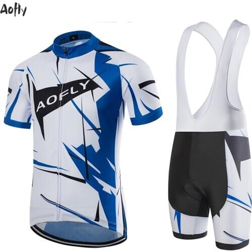Aofly Cycling Jersey Set 2020 The New Pro Team Men MTB Bicycle Cycling Clothing Maillot Ropa Ciclismo Bike Uniform White Blue
