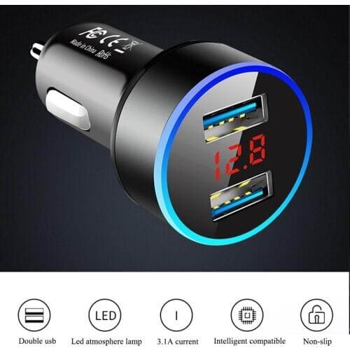 USB Car Cigarette Lighter Car Charger LED Display Cigarette Lighters Socket Car Splitter Socket Auto Charger Car Accessories