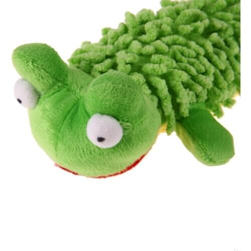 Pet Dog Velvet Green Frog Shaped Plush Doll,Kidding Dog Interactive Chew Toy With Squeaky Sound Device For Molar Teeth Cleaning