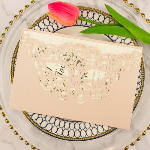 Free Shipping 1X Mask Silver/Rose Gold /Champagne Glitter White Ivory Navy Blue Black laser cut wedding invitation cards Invites