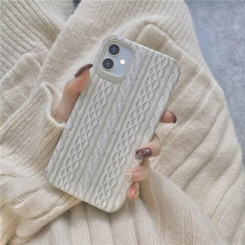 For iPhone 12 Pro Max Case Cute Sweater knitted Print Cases 11 XR 7 8 Plus XS X SE 2020 12 Mini Silicone 11pro 7P Phone Cover