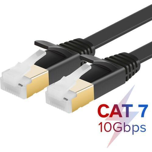 Ethernet Cable RJ45 Cat7 Lan Cable STP RJ 45 Flat Network Cable Patch Cord for Modem, Router, TV, Patch Panel, PC, Laptop