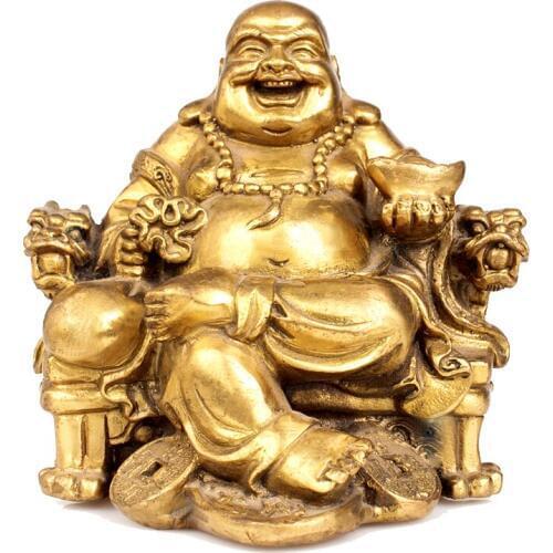 Feng Shui Home Decoration Chinese Brass Copper Maitreya Laughing Buddha Statue Buddhism Manualidades Souvenirs