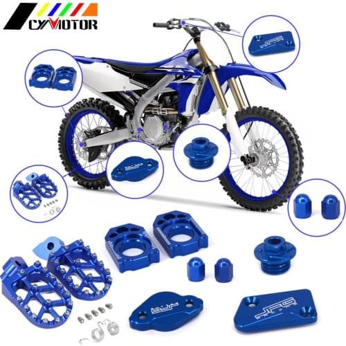 Footpegs Brake Fluid Reservoir Cover Axle Block Set For YAMAHA YZ125 YZ250 YZ250F YZ450F YZ125X YZ250X WR250F WR450F YZ250FX