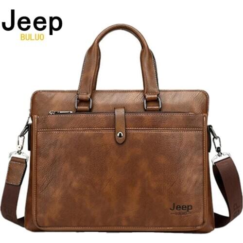 JEEP BULUO Men's Leather Briefcases