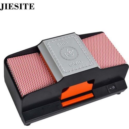 JIESITE Electric Poker Card Shuffler Battery Dual-use Shuffler 1-2 Deck Deluxe SHUF CARD Automatic Casino Machine Playing card