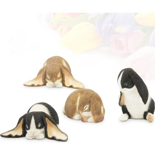 JJM Rabbit Bunny Farm Pet Figure Leporidae Collector Toy Kids Gift Animal Model Educational Toys Gift for Children