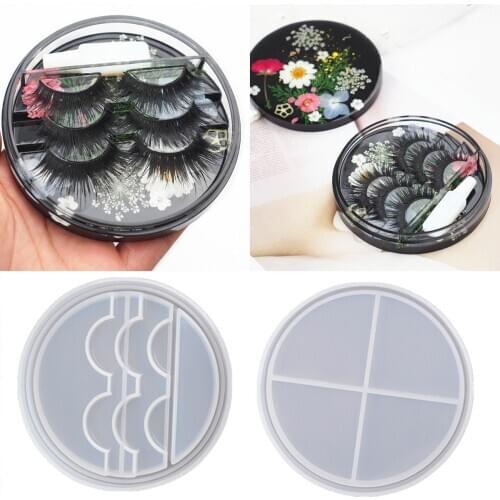 Eyelash Storage Box Mirror Silicone Mold with Lid for DIY Craft Epoxy Uv Jewerly Decoration Handmade Tools for Resin