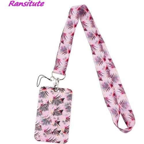 Ransitute R1841 Creative Leaf Painting Art Lanyard Credit Card ID Holder Badge Student Travel Bank Bus Business Card Cover Badge