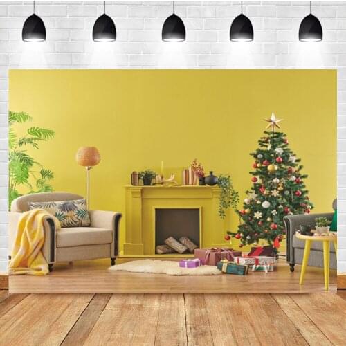 Laeacco Christmas Photographic Backdrop Indoor Tree Fireplace Gift Carpet Birthday Photography Photo Background For Photo Studio