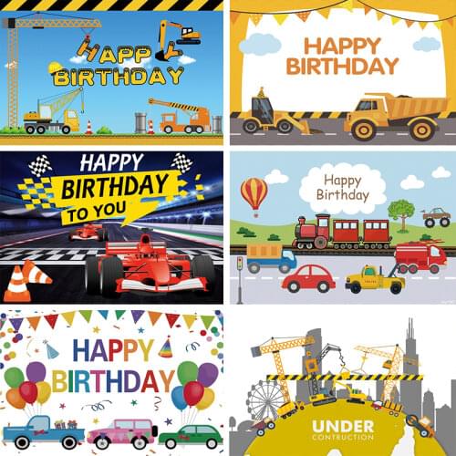 Laeacco Sport Racing Car Match Happy Birthday Party Poster Backdrop For Photographic Child Personalized Banner Photo Background