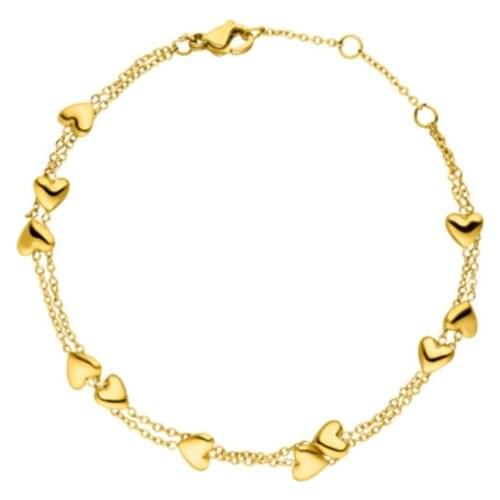 Mavis Hare Stainless Steel Double layer Alohi Heart Love Chain Bracelet Adjustable Bracelet as Woman Gift