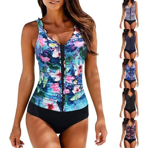 Fashion Sexy One-piece Swimsuit Women High Waist Bikini Sets Plus Size Printed Curly Beach Bathing Suit Купальник Женский 2021