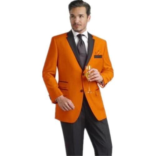 Fashion Orange 2 Piece Men Suit Wedding Suits For Men 2019 Men Suit Slim Fit Mens Formal Suits With Pants Costume