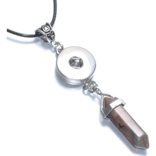 New Arrivals Fashion Charms Fit 18mm Snap Button Snap Jewelry Natural Hexagon Stone Pendant Necklace DZ0117h