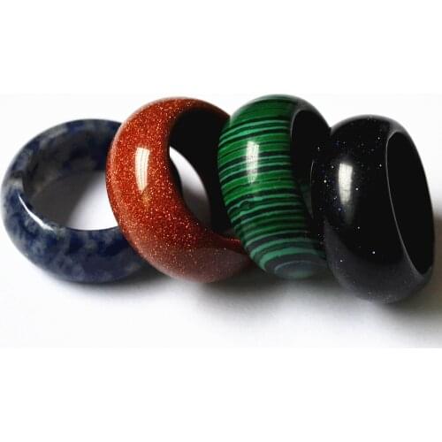 2021 New 12MM 17#18#20#22# Color Mixed Natural Stone Smooth Multicolor Opal Fashion Finger Ring Wholesale 10pcs