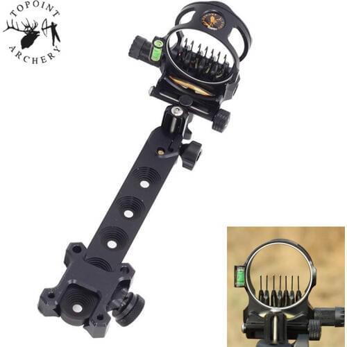 1Pc 7 Pin Compound Bow Sight Optical Fiber Micro Adjustable 0.019" Long Pole Sight Outdoor Shooting Training Archery Accessories