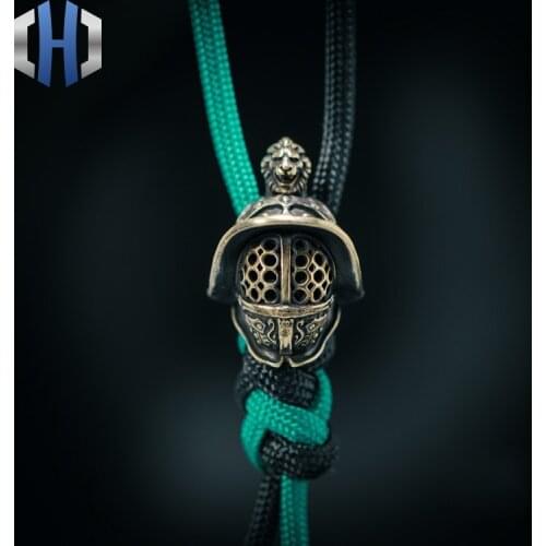 Original Ancient Samurai Helmet Knife Beads Outdoor EDC Umbrella Rope Retro Pendant Keychain Survival Paracord Beads