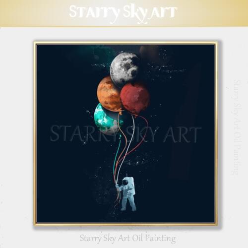 Excellent Artist Hand-painted High Quality Modern Fine Art Astronaut Oil Painting on Canvas Astronaught in Outer Space Painting