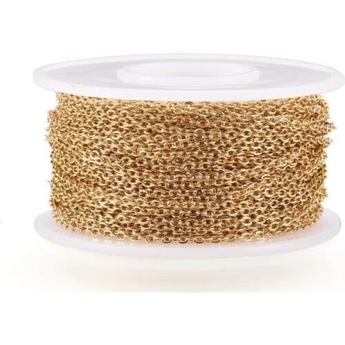 10m/roll 1.8mmGolden Plating Soldered 304 Stainless Steel Rolo Belcher Necklace Chains for Jewelry Making Materials Findings