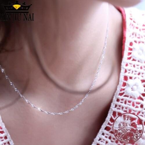 925 sterling silver Wave chain Water Wave necklace Womens Korean Fashion basis necklace Wholesale Advanced Unique Technology