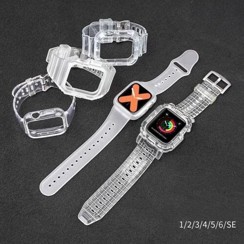Transparent TPU Strap for Apple Watch iwatch 6 5 4 3 2 SE 38mm 42mm 40mm 44mm Men Women Replace Bracelet Band Protective Case