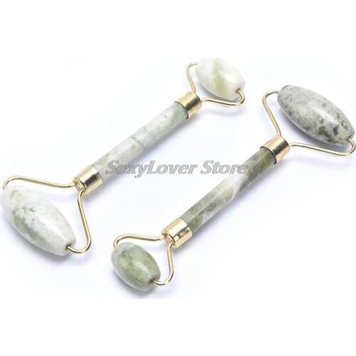 Face Double Head Massage Roller Natural Jade Stone Slimming Facial Lift Hands Body Skin Care Tools Massage Tools