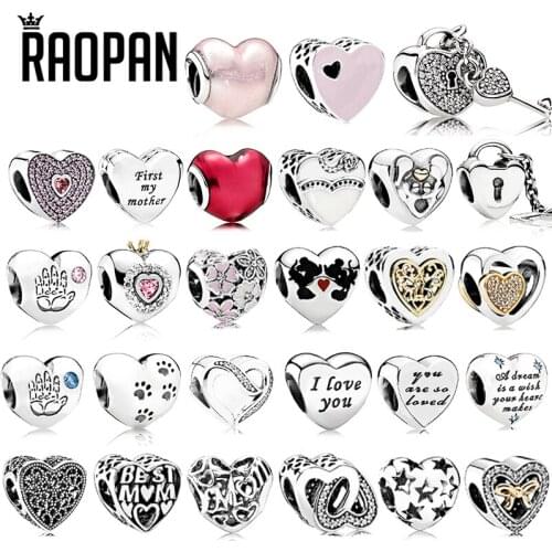 RAOPAN Silver 925 Charm Beads Enamel Love Sweet Love Daisy Hollow Beads, to make fashionable diy jewelry for women