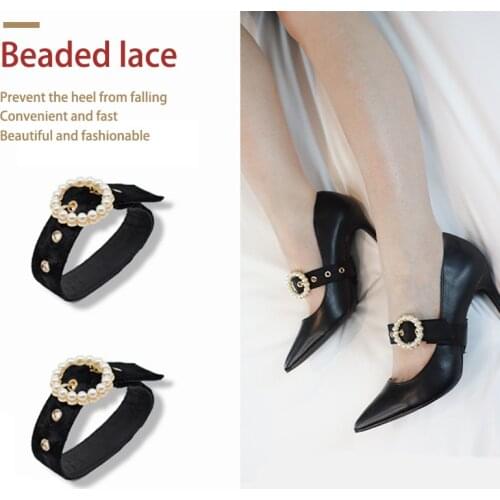 1Pair Pearl button Elastic Band Shoelaces For High Heel Strap Women Shoes Sneakers Strings Anti-loose Strap