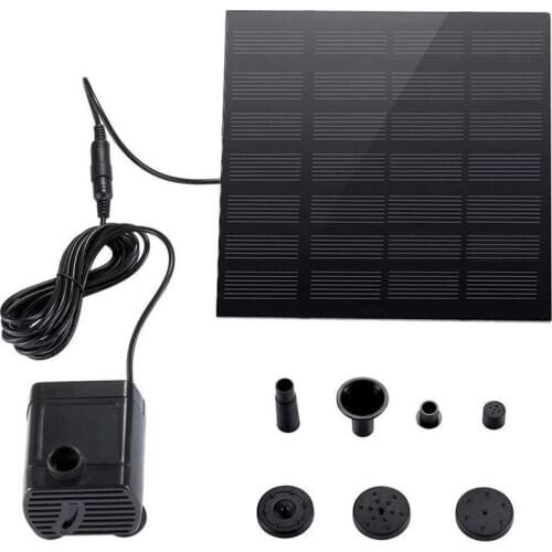 Solar Fountain Pump Solar Pond Pump Solar Panel Water Pump for Garden Pool Pond Aquarium Fountain, with 4 Nozzles