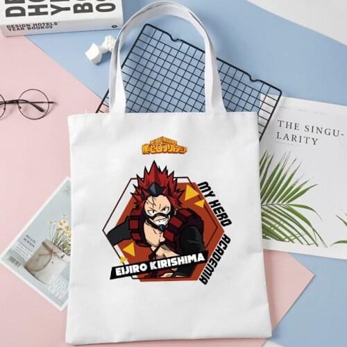 My Hero Academia Tote Bag Deku Bakugo Todoroki Eraserhead Hawks Cute Manga Tote Bags Cool Anime Shopping Bag Reusable Tote Bags