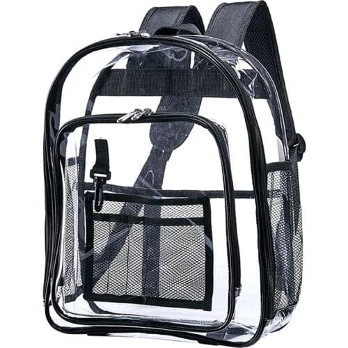 Heavy Duty Clear Backpack,Security Transparent School Backpack,See Through Bookbag For Work, Security Check And Travel