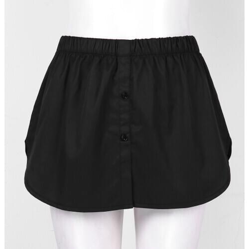 Women Femme Detachable Waist Skirt Crinoline Spring Autumn Curved Fake Shirt Hem Elastic A-Line Button Down Half Slip Petticoat