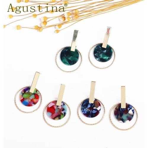 Acrylic Drop Earrings for Women Fashion green geometric Metal round Dangle small Minimalist Earring Statement Jewelry Brincos