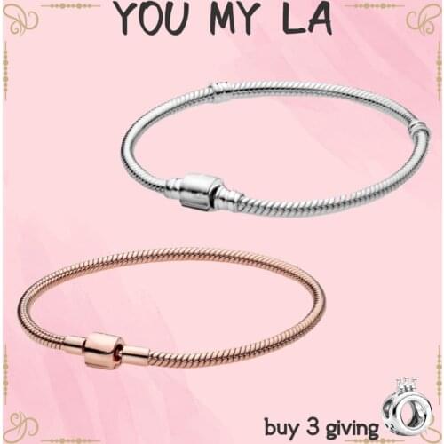 Free Shipping 100% 925 Sterling Silver Bracelet for Ladies Fit Original Pando Charm Hand Bangle Snake Bracelet Classic DIY Jewel