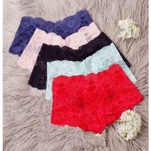 WomenS Underwear Fashion Sexy Jacquard No Elastic Cotton Lace Mid-Waist Boxer Briefs Different Models сексуальное белье 04