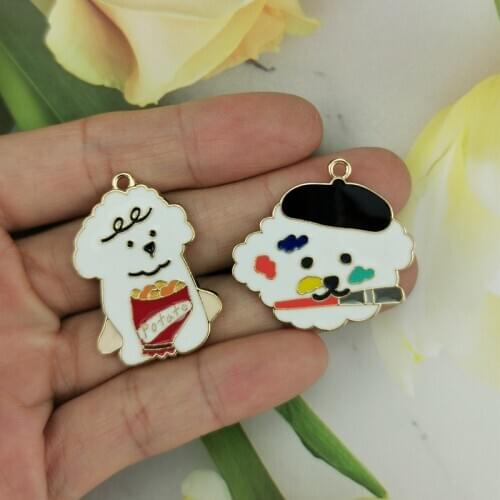 10pcs dog charm enamel charms for jewelry making and crafting fashion earring pendant bracelet and necklace charms YZ677