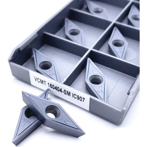 10Pcs VCMT160404 SM IC907 Internal Turning Tools Carbide inserts Lathe cutter Cutting Tool VCMT160404