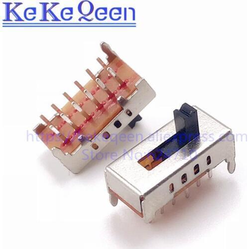 100PCS/LOT Toggle switch SS24D02G4 SS24D02VG4 12Pin 2P4T Slide Switch Handle High 4MM