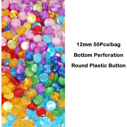 12mm 50Pcs Multicolor Cat Eye Resin Bottom Perforation Buttons For DIY Garment Clothes Sewing Crafts Accessories