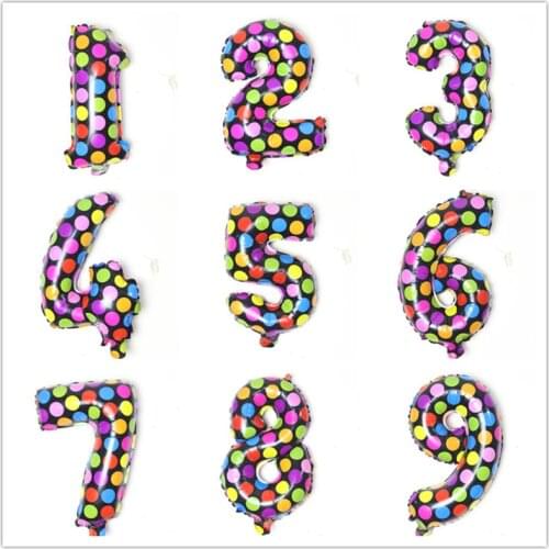 16 inch Color Dot Light Film Spotted Balloons 0-9 Number Shape Childrens Day Birthday Party Decoration Supplies