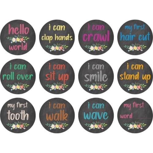 24 Pcs/Set Newborn Baby Monthly Stickers Milestone Memories Photo Props Baby Pregnant Women Monthly Photograph Stickers