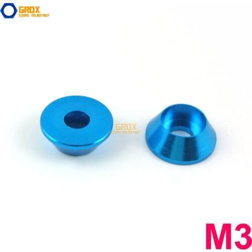30 Pieces M3 Sky Blue Aluminum Washer Socket Head Cap Screw Washer