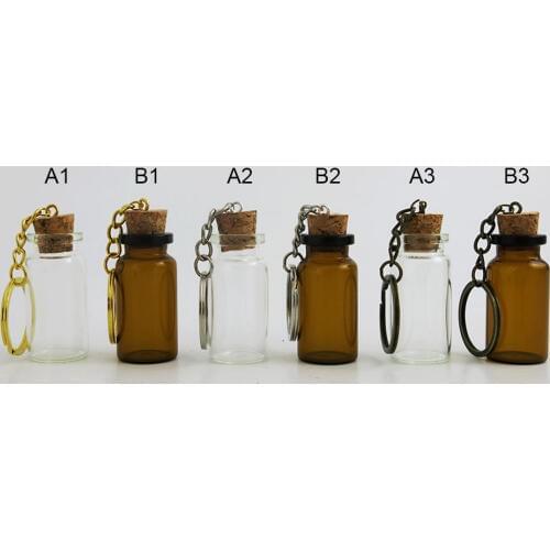 360 x 8ml Glass Bottle Cork Pendant Vial Key Chain Adjustable For Wedding Gift Using Beautiful for Women 8CC Clear Amber Vials