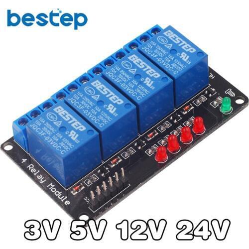 3V 5V 12V 24V 4 Channel Relay Module Low Level Trigger Relay Output 4 way Relay Module for Arduino