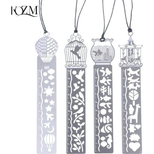 4 Pcs/lot Metal Hollow Clips Bookmark Ruler Stationery Student School Supplies