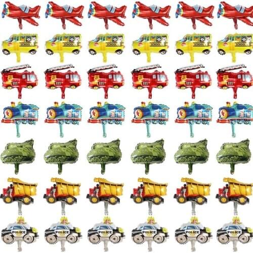 50/100pcs Mini Fire Engine Happy Birthday Foil Balloons Party Decorations Kids Baby Shower Air Globos School Bus Tank balloon