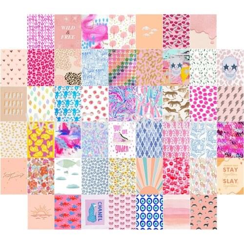 50Pcs Anime Abstract Painting Covers Aesthetic Wall Collage Kit Manga Bright Color Girl Bedroom Art Decals for Furniture Decor